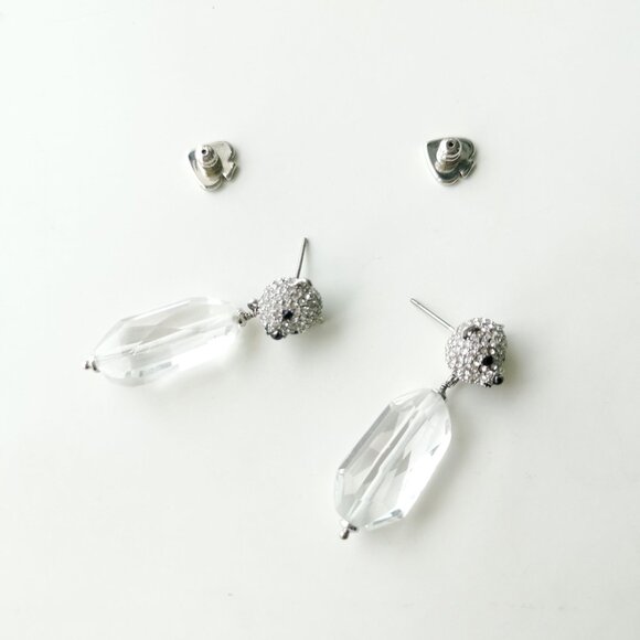 Kate Spade Arctic Friends Polar Bear Silver Clear Earrings - Picture 3 of 4